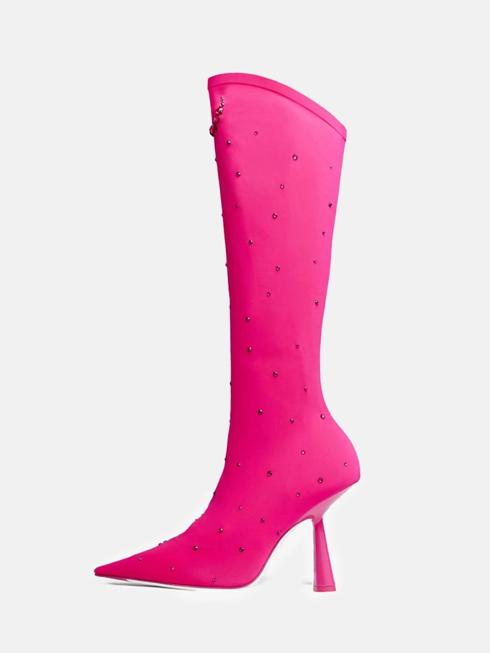 JIMMY CHOO Sailor Moon Boot 100 Pink Stretch Knee-High Boots Swarovski Crystals